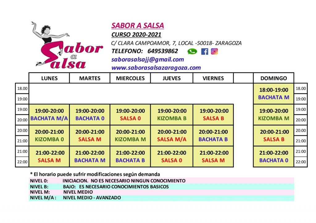 calendario de nuevos cursos de bailes latinos de salsa, bachata y kizomba
